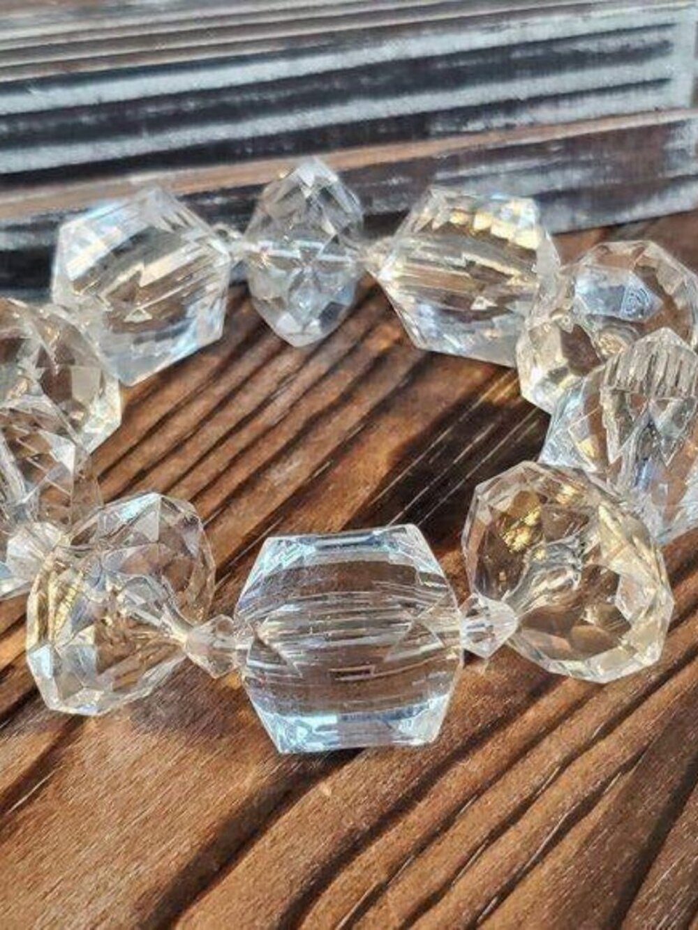Clear Vintage Lucite Beads Bracelet
